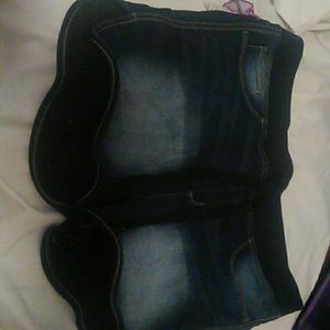 Distressed jean shorts